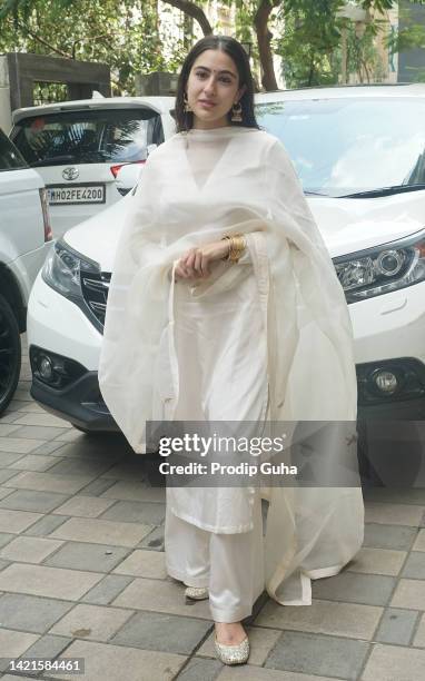 Sara Ali Khan attends the celebrates Ganpati bappa divene on September 07, 2022 in Mumbai, India