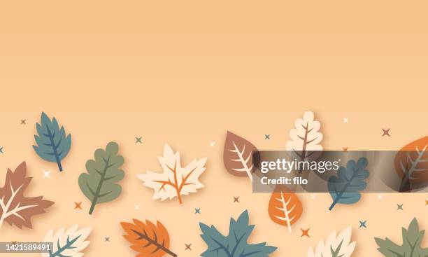 ilustrações de stock, clip art, desenhos animados e ícones de autumn fall leaves modern background - bicolor color
