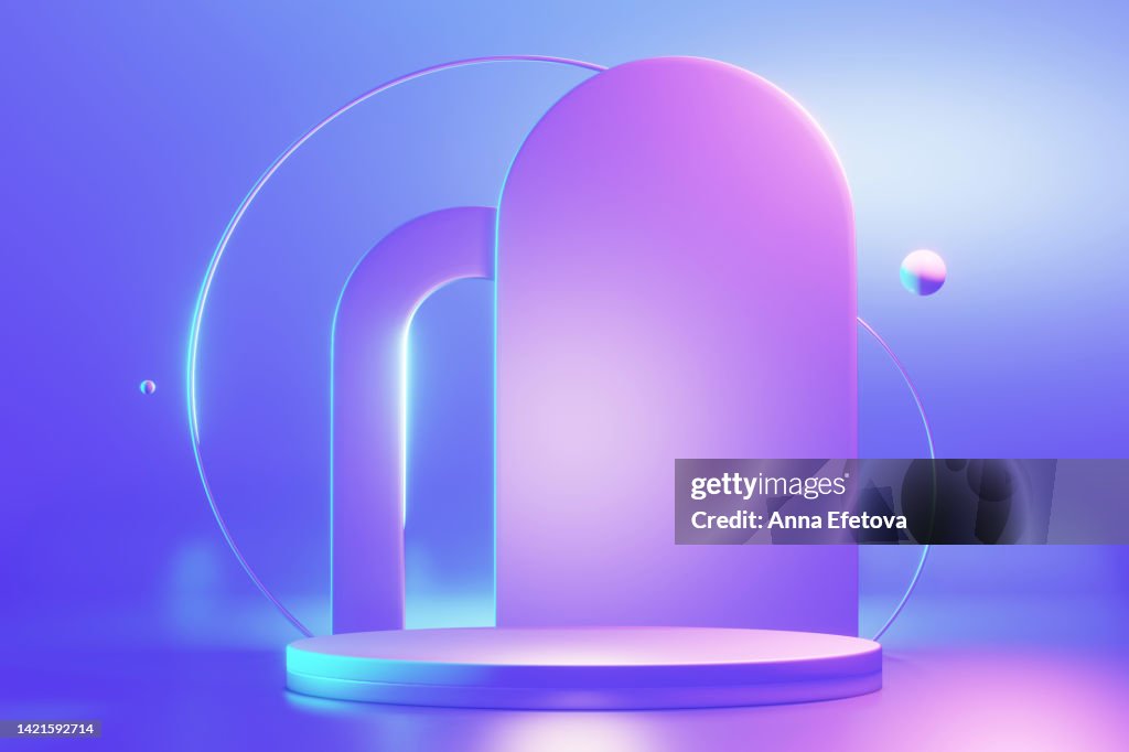 3d podium in neon colors and gradients