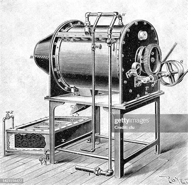 furnace for hardening ball bearings - smelting cartoon stock illustrations