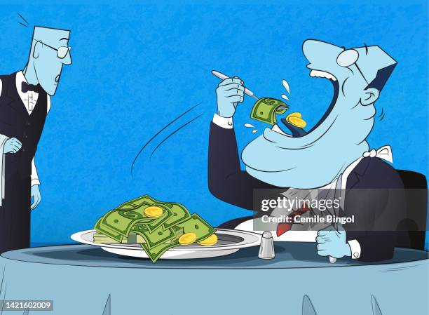 ilustraciones, imágenes clip art, dibujos animados e iconos de stock de codiciosos ejecutivo - greed