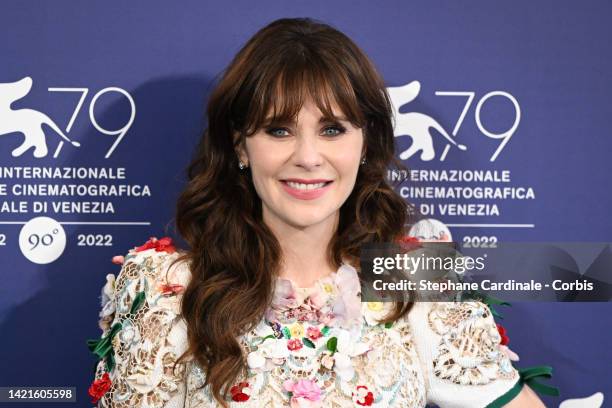Zooey Deschanel attends the photocall for "Dreamin' Wild" at the 79th Venice International Film Festival on September 07, 2022 in Venice, Italy.