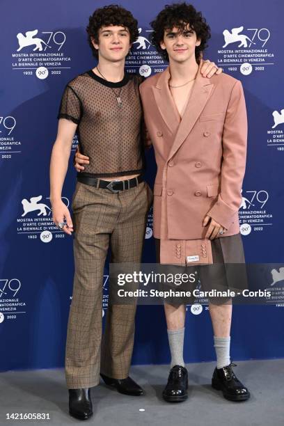 Noah Jupe and Jack Dylan Grazer attend the photocall for "Dreamin' Wild" at the 79th Venice International Film Festival on September 07, 2022 in...