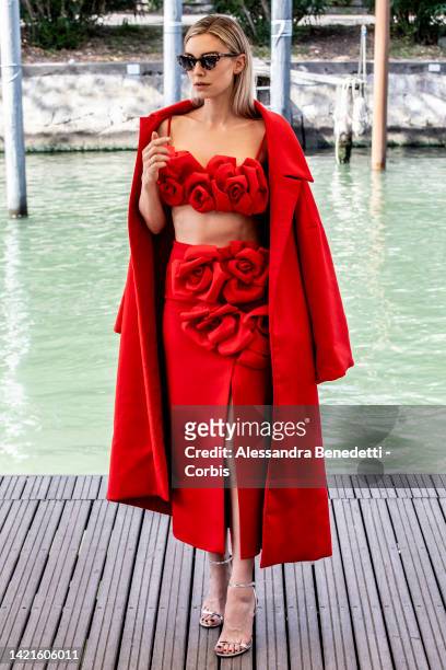 Vanessa Kirby arrives at the Casino Palace during the 79th Venice International Film Festival on September 07, 2022 in Venice, Italy.