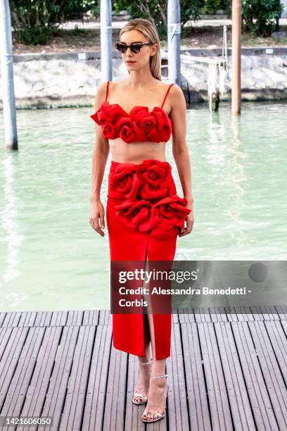 Vanessa Kirby arrives at the Casino Palace during the 79th Venice International Film Festival on September 07, 2022 in Venice, Italy.