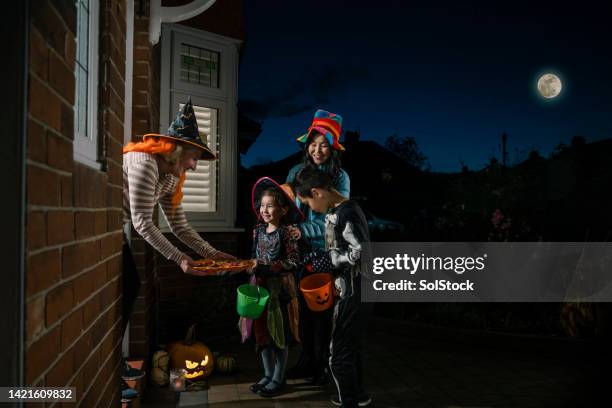 on halloween night - trick or treat stock pictures, royalty-free photos & images