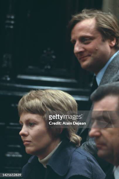 French actor Bruno Cremer, french actor François Perier and french actress Jean Seberg in the film The Attack , by Yves Boisset.
