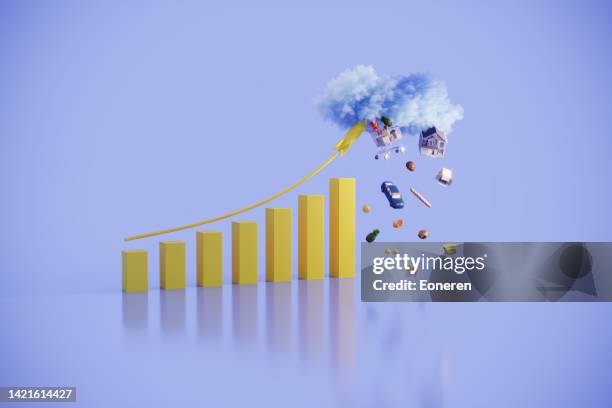 rising inflation chart - cloud save stock pictures, royalty-free photos & images