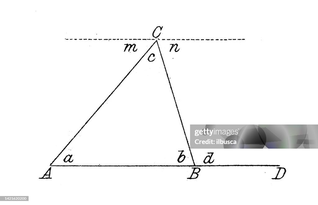 Antique Illustration Mathematics And Geometry Triangle Properties High ...