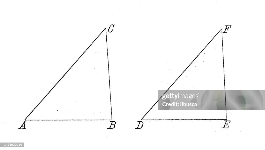 Antique Illustration Mathematics And Geometry Triangle Properties High ...