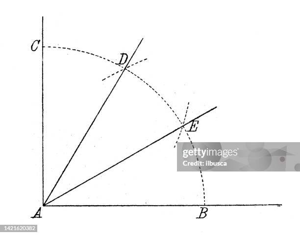 antique illustration, mathematics and geometry: triangle properties - algebra stock illustrations