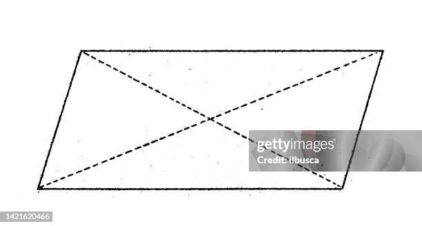 antike illustration, mathematik und geometrie: viereck, parallelogramm - a parallelogram stock-grafiken, -clipart, -cartoons und -symbole