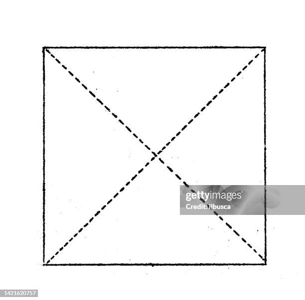 antike illustration, mathematik und geometrie: viereckig, quadrat - mathematical-function stock-grafiken, -clipart, -cartoons und -symbole