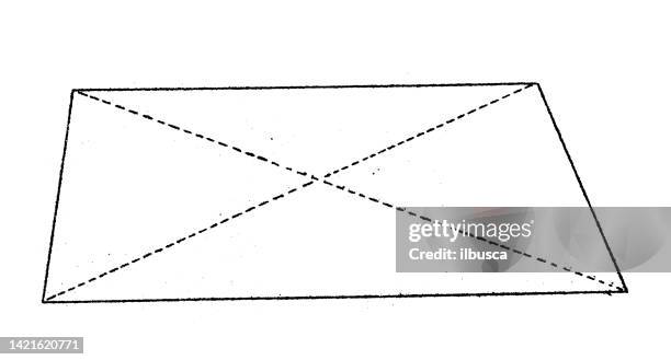 antike illustration, mathematik und geometrie: viereck, trapez (trapez) - mathematical-function stock-grafiken, -clipart, -cartoons und -symbole
