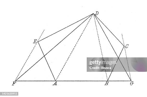 antike illustration, mathematik und geometrie: geometrische formgleichheit - mathematical-function stock-grafiken, -clipart, -cartoons und -symbole