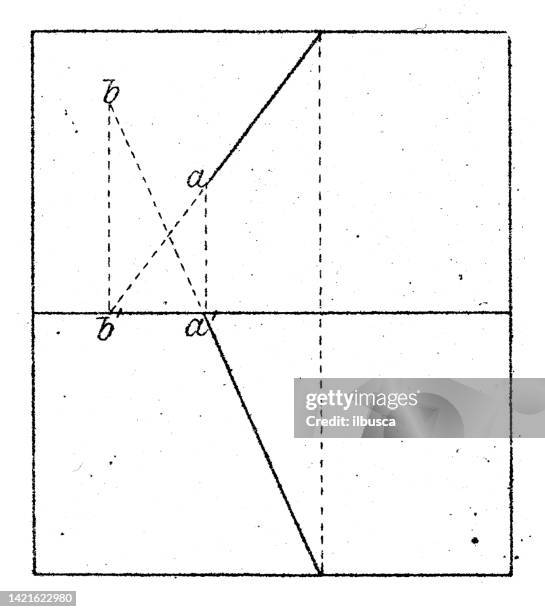 antike illustration, mathematik und geometrie: projektionen und schnittpunkte - mathematical-function stock-grafiken, -clipart, -cartoons und -symbole