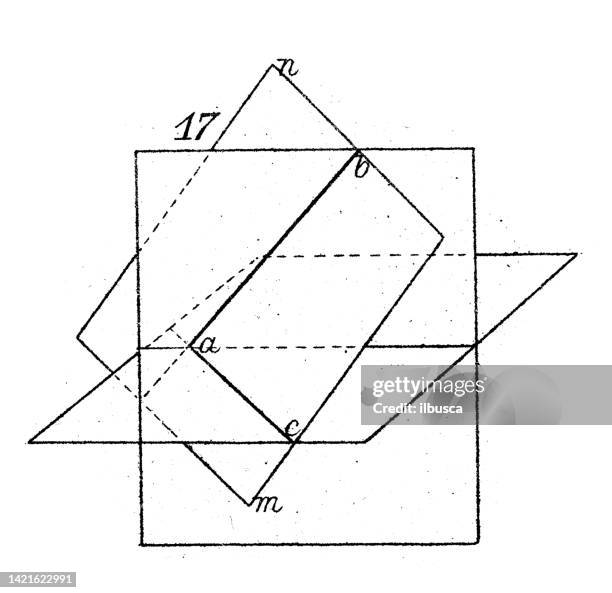 antike illustration, mathematik und geometrie: projektionen und schnittpunkte - mathematical-function stock-grafiken, -clipart, -cartoons und -symbole