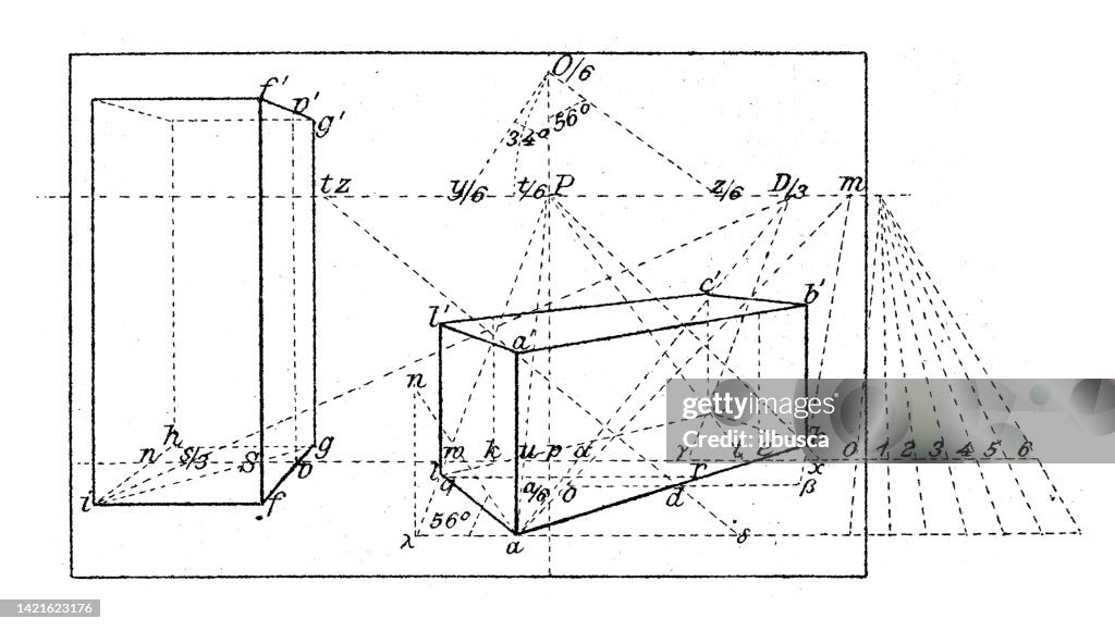 Antique Illustration Mathematics And Geometry Perspective High-Res ...