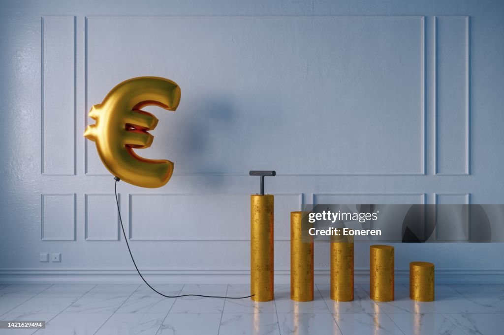 Inflated balloon euro sign