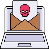 Malware Spread vector icon design, White Collar Crime symbol, Computer crime Sign, security breakers stock illustration, unwanted or unsolicited email Concept