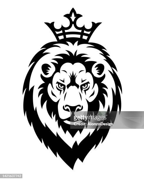 lion king tattoo. mascot creative design. - lion tattoo stock illustrations