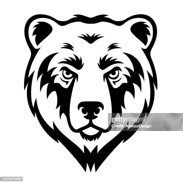 stockillustraties, clipart, cartoons en iconen met bear head tattoo. mascot creative design. - angry bear face