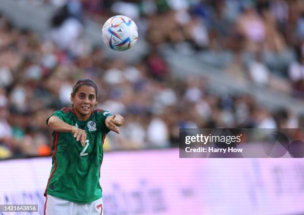 Kenti Robles of Mexico throws the ball in a 2-0 win over Angel City FC during the Copa Angelina 2022 at Banc of California Stadium on September 05,...