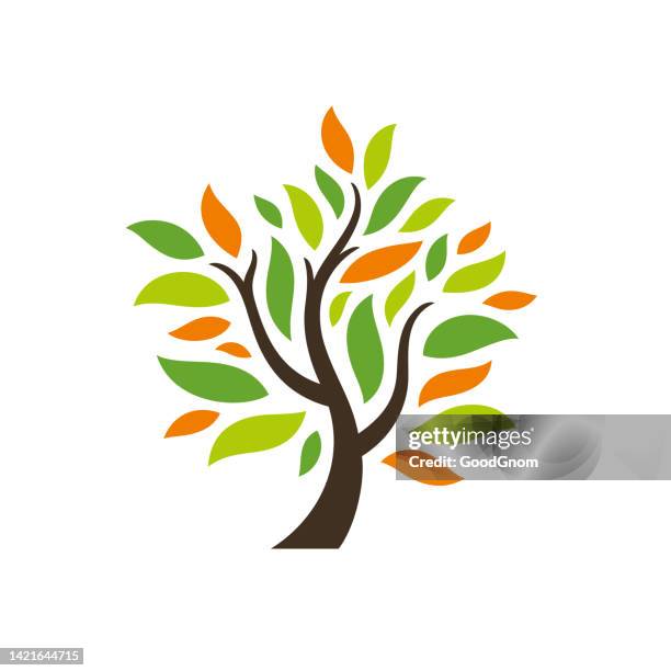 illustrazioni stock, clip art, cartoni animati e icone di tendenza di simbolo dell'albero autunnale - albero