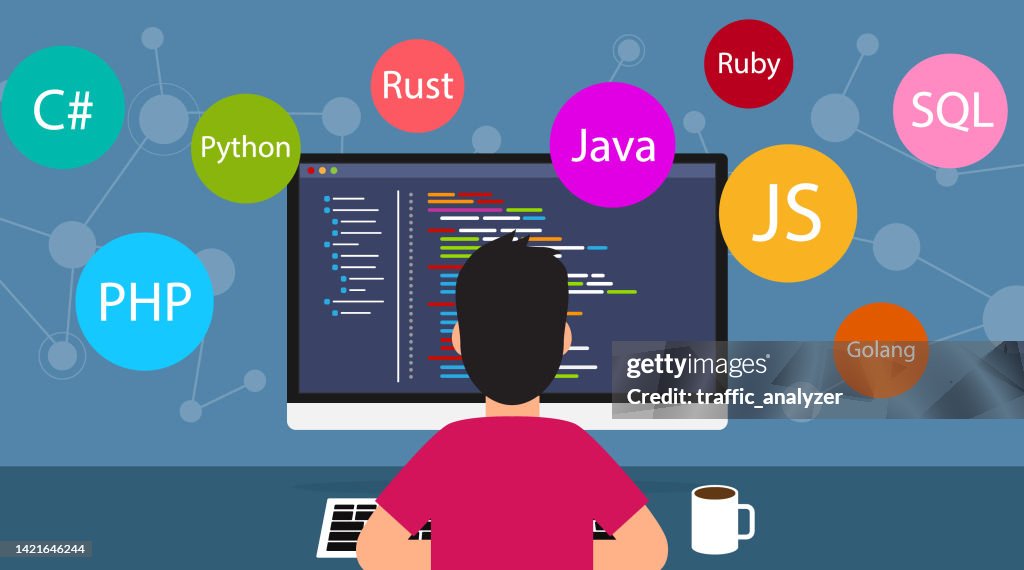 Software Developer Designing Backend Software Developer Flat Design High-Res Vector Graphic - Getty ...