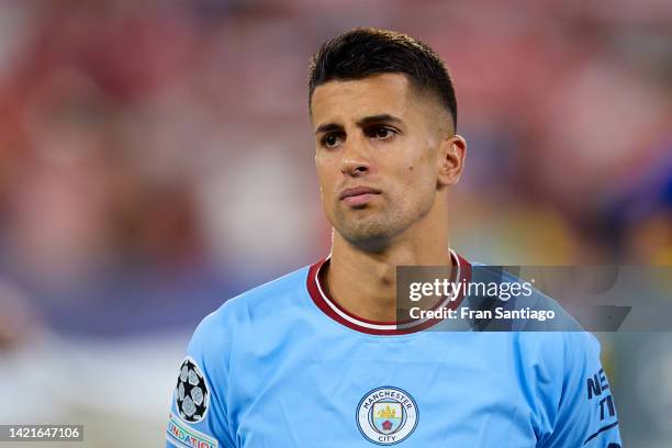Joao Cancelo of Manchester City looks on during the UEFA Champions League group G match between Sevilla FC and Manchester City at Estadio Ramon...