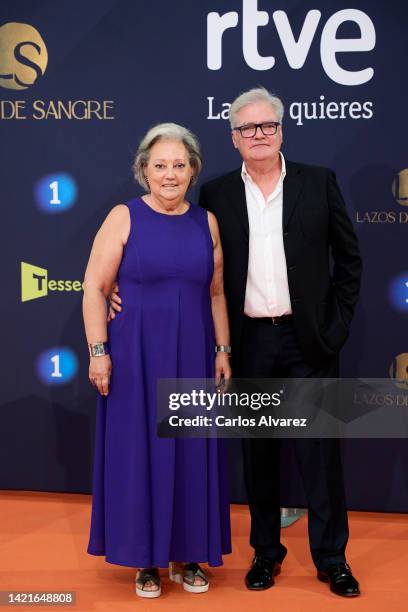 Estibaliz Uranga and Iñaki Uranga attend 'Lazos de Sangre' photocall at the Europe Congress Palace on September 07, 2022 in Vitoria-Gasteiz, Spain.