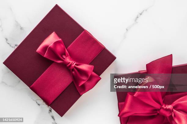gift boxes on marble background,holiday flatlay - お中元 ストックフォトと画像