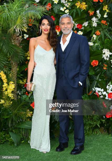 George and Amal Clooney attend the "Ticket To Paradise" World Film Premiere at Odeon Luxe Leicester Square on September 07, 2022 in London, England.