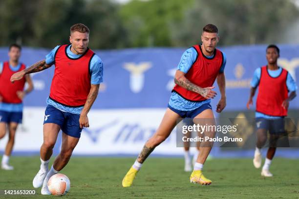 Ciro Immobile of SS Lazio during the SS Lazio training session at Formello sport centre on September 06, 2022 in Rome, Italy.