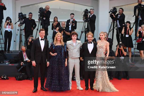 Hugh Jackman, Laura Dern, Zen McGrath, Director Florian Zeller and Vanessa Kirby attend "The Son" red carpet at the 79th Venice International Film...