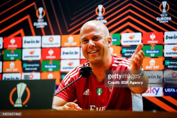 Coach Arne Slot of Feyenoord during a Press Conference of Feyenoord at the Stadio Olympico on September 7, 2022 on the eve of their UEFA Europa...