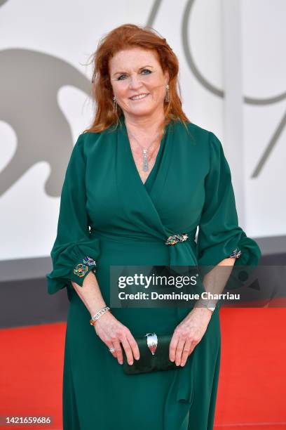 Sarah Ferguson attends "The Son" red carpet at the 79th Venice International Film Festival on September 07, 2022 in Venice, Italy.