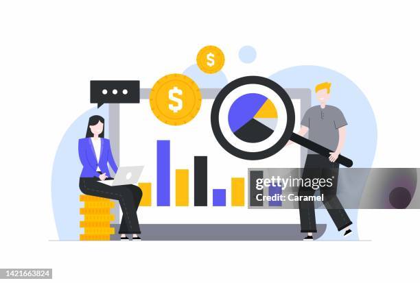 stockillustraties, clipart, cartoons en iconen met financial analysis concept vector illustration, flat style stock illustration - 2 cents