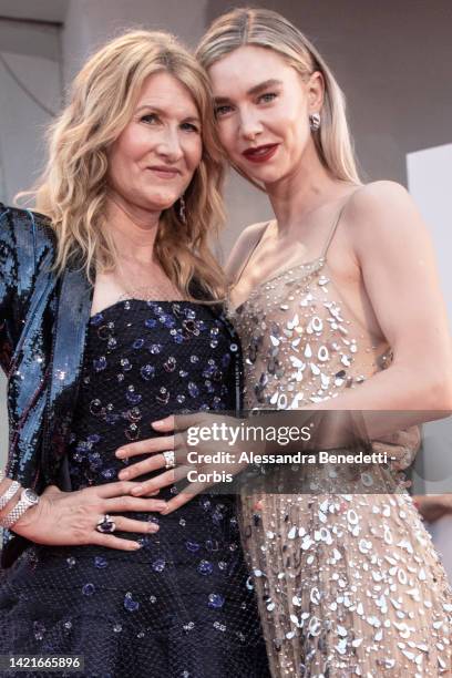 Laura Dern and Vanessa Kirby attend "The Son" red carpet at the 79th Venice International Film Festival on September 07, 2022 in Venice, Italy.