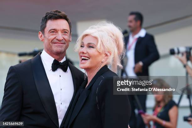 Australian actor Hugh Jackman and his wife Australian director Deborra-Lee Furness attend "The Son" red carpet at the 79th Venice International Film...