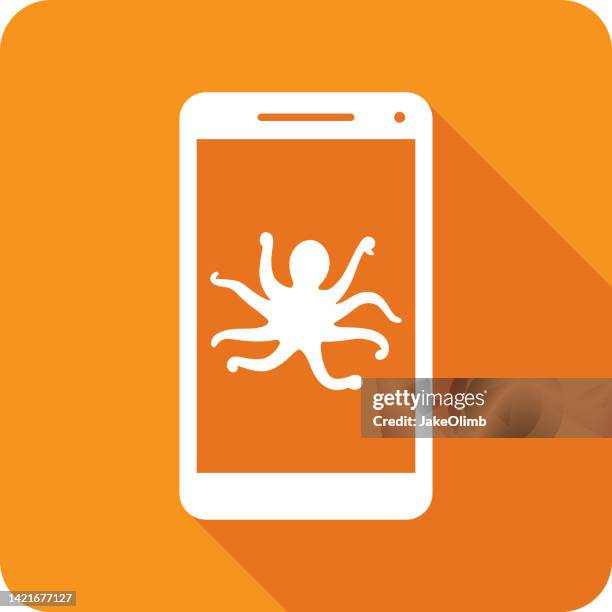 octopus smartphone icon silhouette 2 - giant octopus stock illustrations