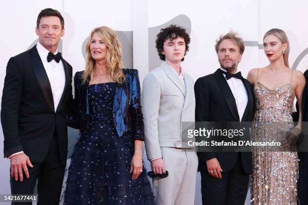 Hugh Jackman, Laura Dern, Zen McGrath, Director Florian Zeller, Vanessa Kirby attend "The Son" red carpet at the 79th Venice International Film...