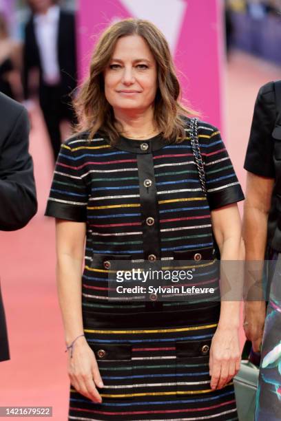 Colombe Schneck attends the red carpet prior to the Lucien Barriere Literary Award ceremony during the 48th Deauville American Film Festival on...