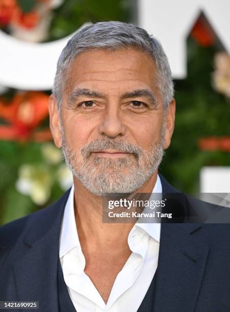 George Clooney attends the "Ticket To Paradise" World Premiere at Odeon Luxe Leicester Square on September 07, 2022 in London, England.