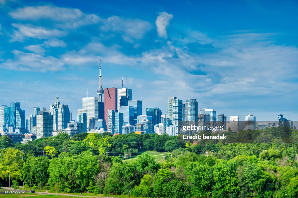 Toronto Skyline Green Trees Canada