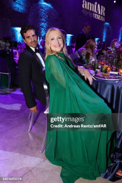 Andrea Pallaoro and Patricia Clarkson attend the amfAR Venice Gala 2022 at Arsenale on September 07, 2022 in Venice, Italy.