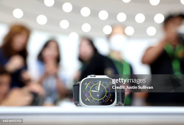 New Apple Watch is displayed during an Apple special event on September 07, 2022 in Cupertino, California. Apple unveiled the new iPhone 14 as well...