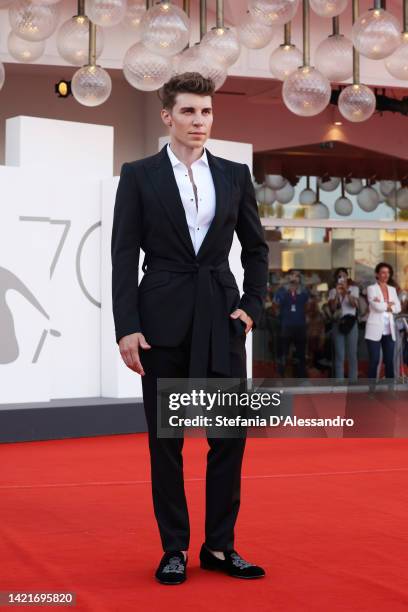 Nolan Gerard Funk attends "The Son" red carpet at the 79th Venice International Film Festival on September 07, 2022 in Venice, Italy.