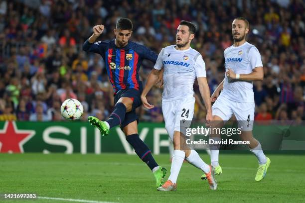 Ferran Torres of FC Barcelona scores their team's fifth goal during the UEFA Champions League group C match between FC Barcelona and Viktoria Plzen...