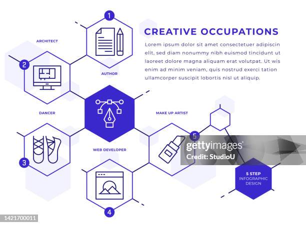 creative occupations infographic template - carpenter pencil stock illustrations